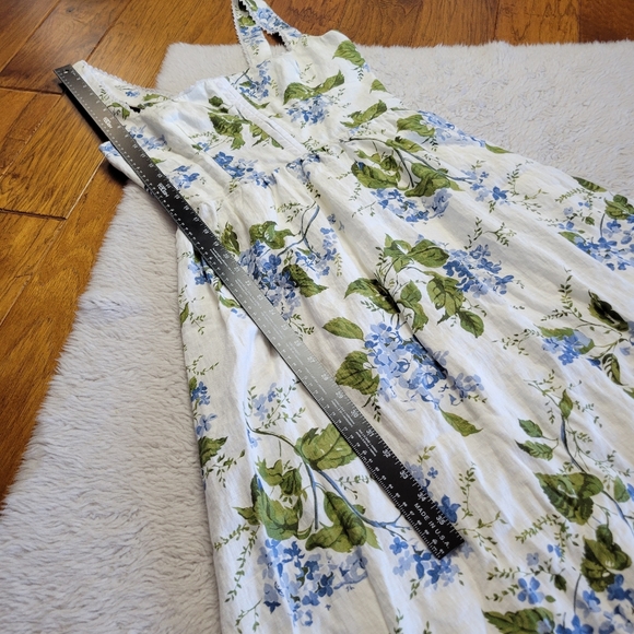 Reformation Tagliatelle Midi Dress Women's 10 Linen Smocked Floral White - Picture 12 of 15